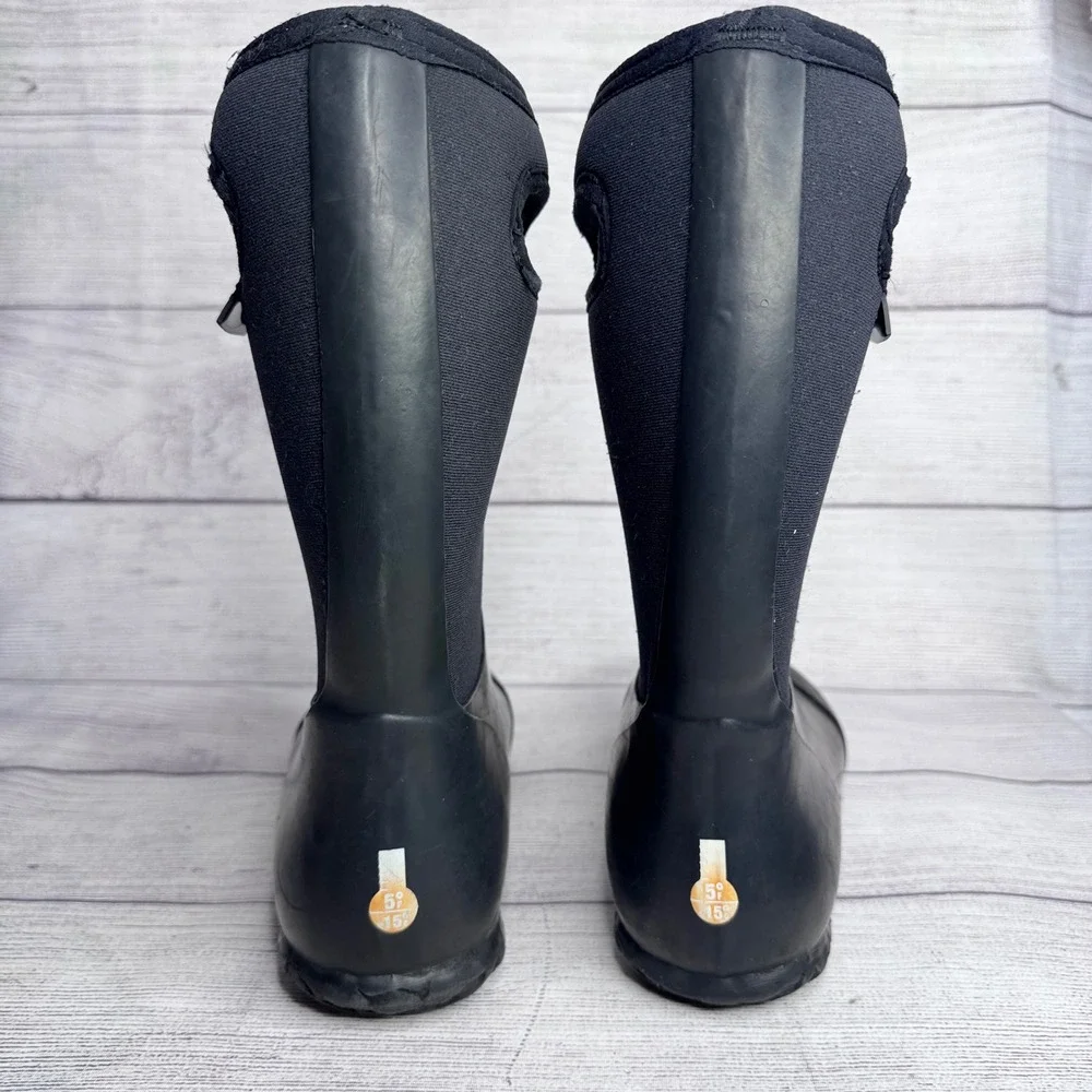 Bogs K Durham Solid Kids Youth 5 Black Waterproof Neoprene Rain Snow Boots 71847